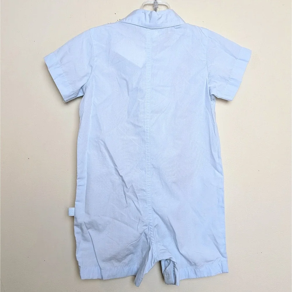 Vintage OLD NAVY Guayabera Stitched Cuban One-Piece Shorty Romper 6-12Months NWT